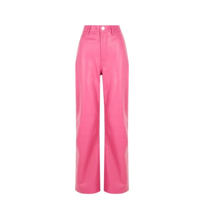 Remain Leather Wide-leg Trousers In Pink