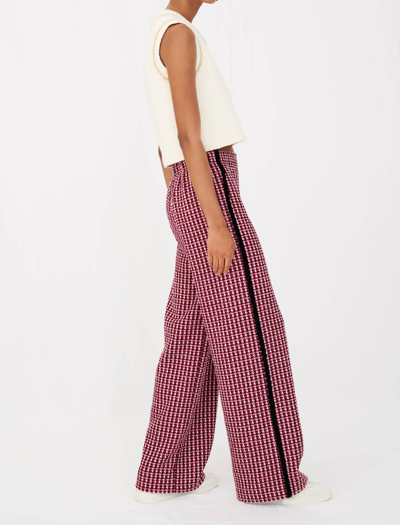 Maje Wide Pants In Contrast Tweed In Fuchsia