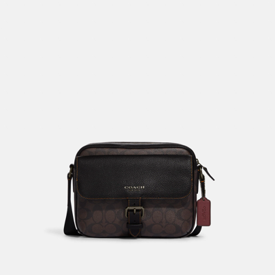 Coach Outlet Hudson Crossbody In Signature Canvas In Brown