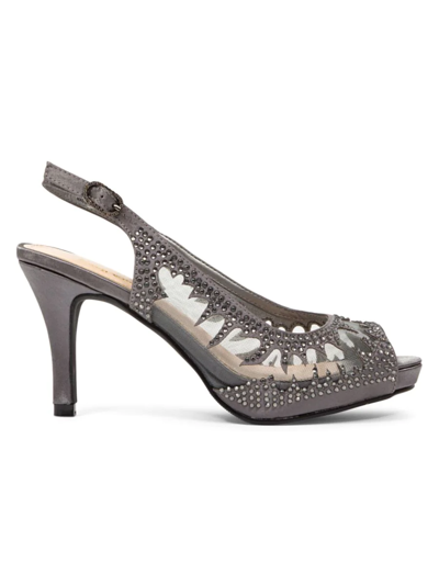 Lady Couture Women's Spicy Studded Peep-toe Sandals In Pewter