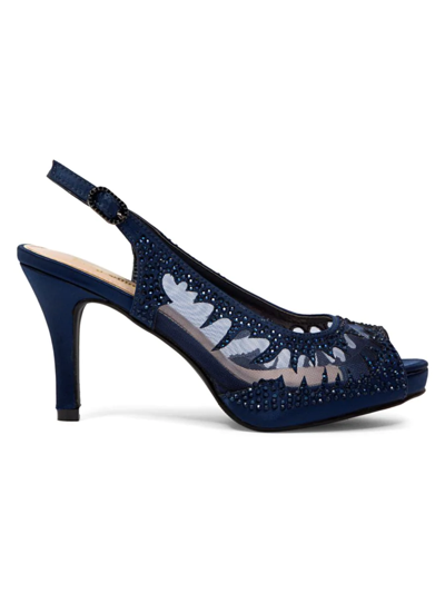 Lady Couture Women's Spicy Studded Peep-toe Sandals In Navy