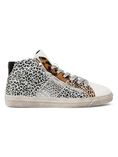 Ninety Union Mia High Top Sneaker With Faux Calf Hair Trim In Animal Print