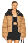 Alexander Wang Hooded Shell-trimmed Quilted Padded Cotton-twill Jacket In Khaki