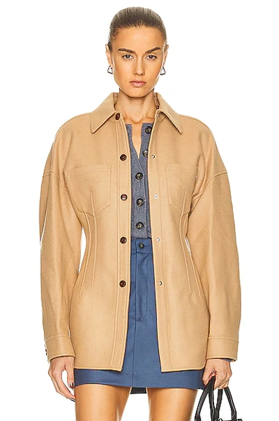 Alexander Wang Drop Shoulder Shirt In Camel