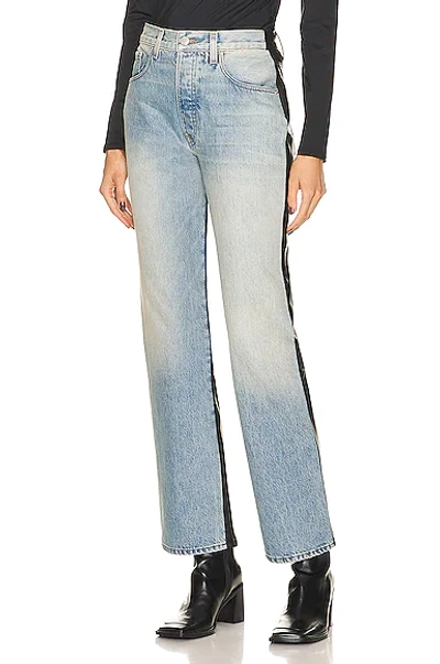 Amiri Mixed-media Straight-leg Ankle Jeans In Vintage Indigo   Black