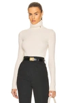 Saint Laurent Ribbed Turtleneck Pullover In Cream Wool And Cashmere In Naturel