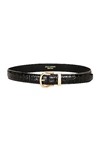 Nili Lotan Louise Belt In Black & Shiny Brass Buckle
