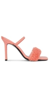 By Far Pink Ada 100 Shearling Sandals In Salmon