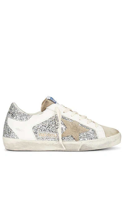 Golden Goose Super-star Sneaker In Silver  White  & Taupe