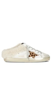 Golden Goose Superstar Sabot 81811 Leather And Shearling Trainers In White  Ice  Beige  & Brown Leopard