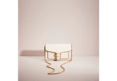 Coach Restored Tabby Chain Clutch With Beadchain In Brass/chalk