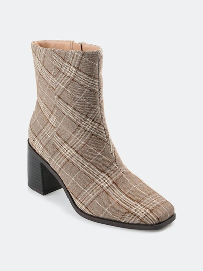 Journee Collection Sloann Tru Comfort Foam Bootie In Plaid/ Brown