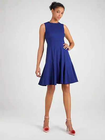 Kate Spade Sleeveless Ponte Drop Waist Dress In French Navy