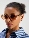 Kate Spade Waverly 57mm Gradient Round Sunglasses In Brown Horn