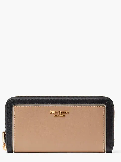 Kate Spade Morgan Colorblocked Zip-around Continental Wallet In Cafe Mocha Multi