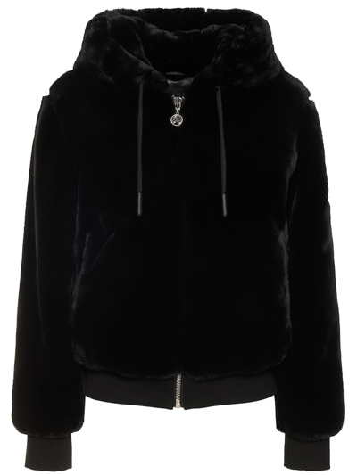 Moose Knuckles Portland Bunny - Faux Fur Sweatshirt In Black