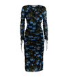 DIANE VON FURSTENBERG DVF DIANE VON FURSTENBERG FLORAL RUCHED ROCHELLE MIDI DRESS