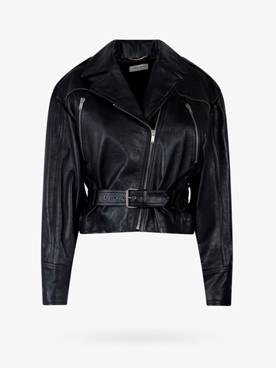Saint Laurent Biker Leather Jacket In Black