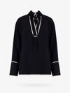 Erika Cavallini Tie-front Piped-trim Blouse In Black