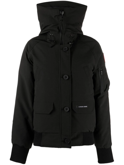 Canada Goose Logo-patch Hooded Jacket In Black