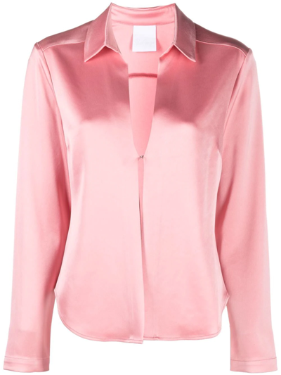 Paris Georgia Open-front Relaxed-fit Shirt In Dusty Pink