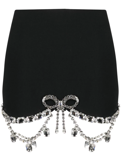 Area Embellished Bow Scalloped Mini Skirt In Black