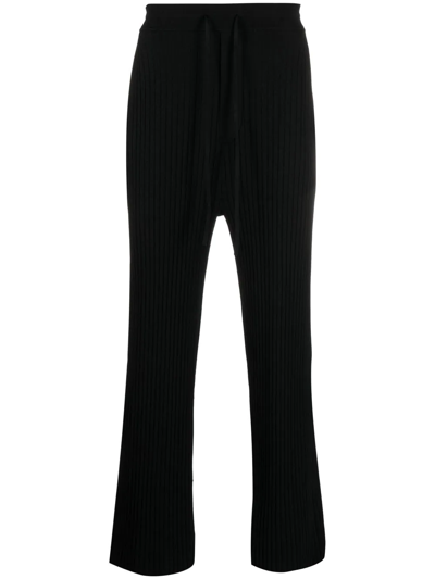 Nanushka Ribbed-knit Straight-leg Trousers In Black