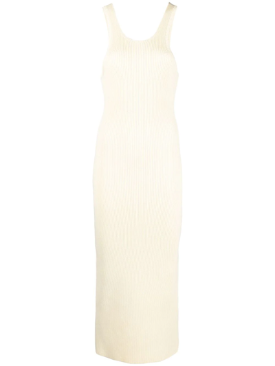 Totême Yellow Curved Compact Midi Dress In Beige