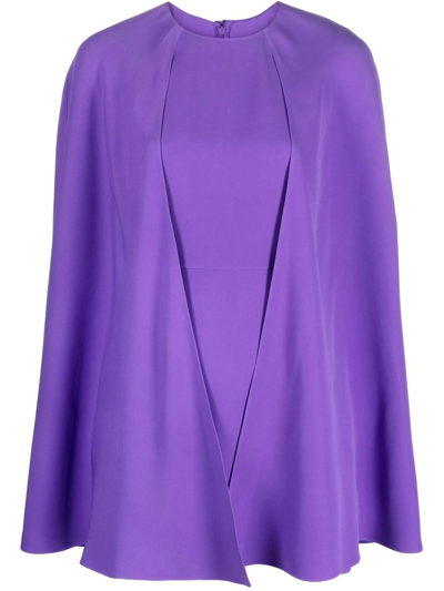 Valentino Cady Couture Cape Sleeve Minidress In Purple