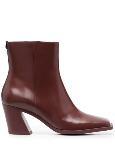 Camper Karole Square-toe Ankle Boots In Red