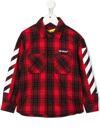 Off-white Check Logo Cotton-blend Shirt 8-10 Years In Rot