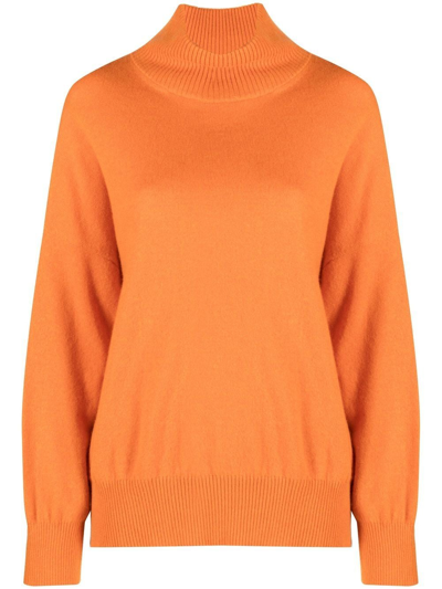 Loulou Studio Cashmere Drop-shoulder Turtleneck Sweater In Orange