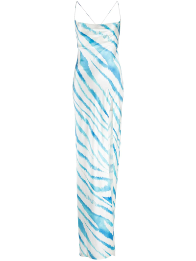 Retroféte Amika Zebra-print Dress In Light Blue