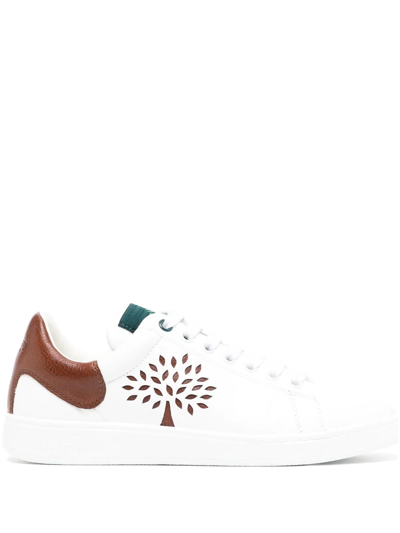 Mulberry Tree Tennis Leather Sneakers In Weiss