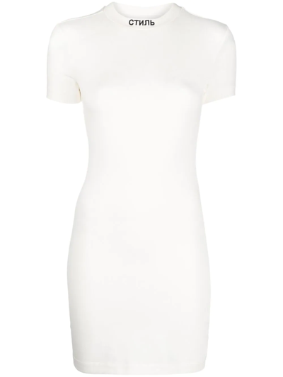 Heron Preston Embroidered Body-con Minidress In White Black