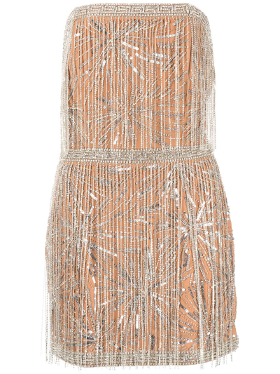 Retroféte Dixie Sequinned Minidress In Nude