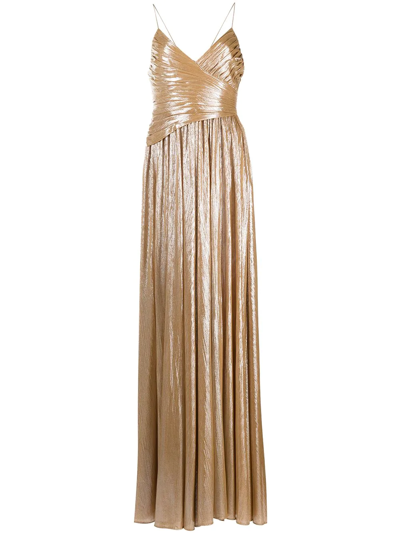 Retroféte Doss Pleated Gown In Gold
