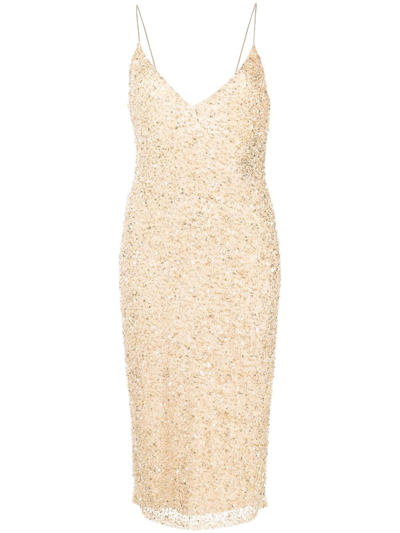 Retroféte Billie Sequin-embellished Midi Dress In Nude