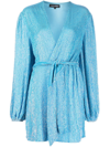 Retroféte Gabrielle Sequin-embellished Wrap Dress In Blu Rainbow