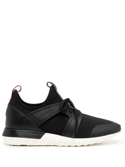 Moncler Lo-top Leather Sneakers In 999 Black
