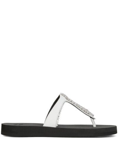 Giuseppe Zanotti Orsola Crystal-embellished Flip-flops In Schwarz