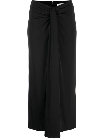 Cinq À Sept Draped Ruched-detail Midi Skirt In Black