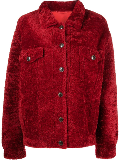 Simonetta Ravizza 'jen' Shearling Jacket In Red