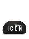 DSQUARED2 LOGO-PRINT LEATHER-TRIMMED MAKEUP BAG