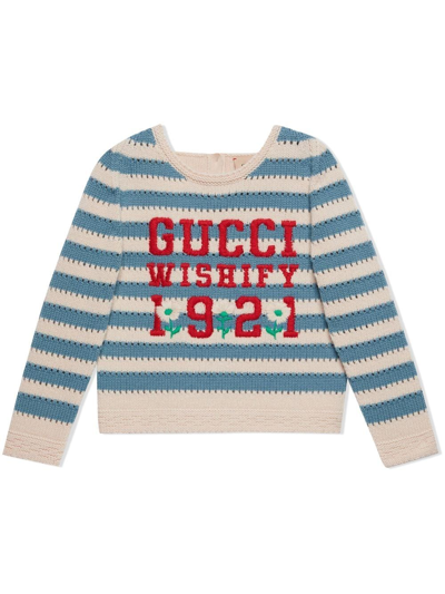 Gucci Logo-embroidered Wool Jumper In Weiss