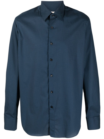 Xacus Polka Dot-print Cotton Shirt In Blue