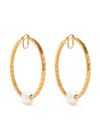 Versace Greca Pearl-detail Hoop-earrings In Gold