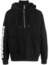 Dsquared2 Logo-printed Half-zipped Drawstring Hoodie In Schwarz