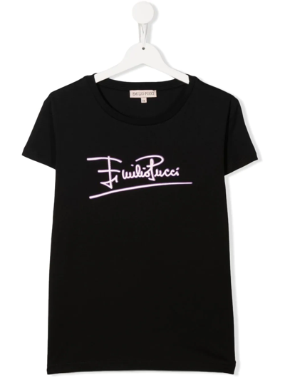 Pucci Junior Kids' Logo-print Cotton T-shirt In Schwarz