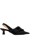 Ganni Slingback-pumps Aus Scuba Mit Schleife In Schwarz